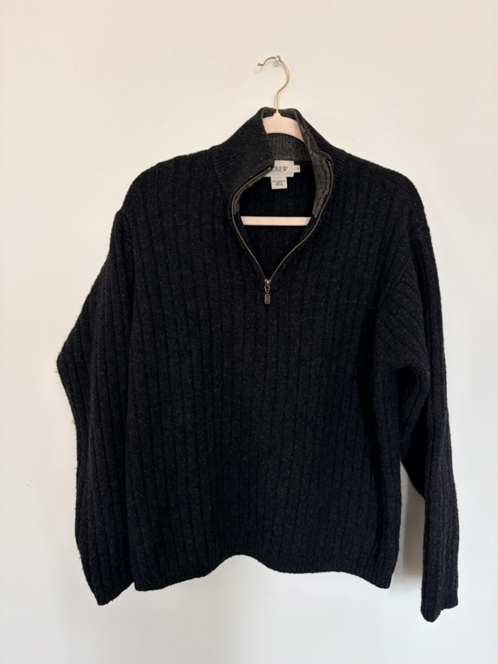 J.CREW Vintage Men’s 100% Lambswool Quarter-zip Sweater - Size L